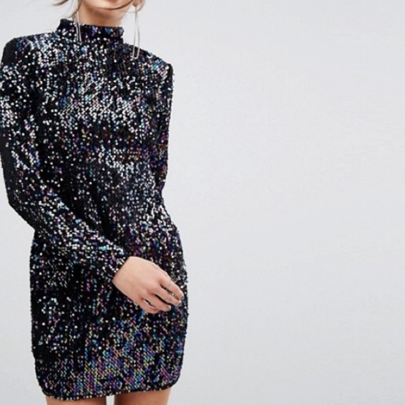 ASOS Dresses & Skirts - ASOS sequin long sleeve high neck dress